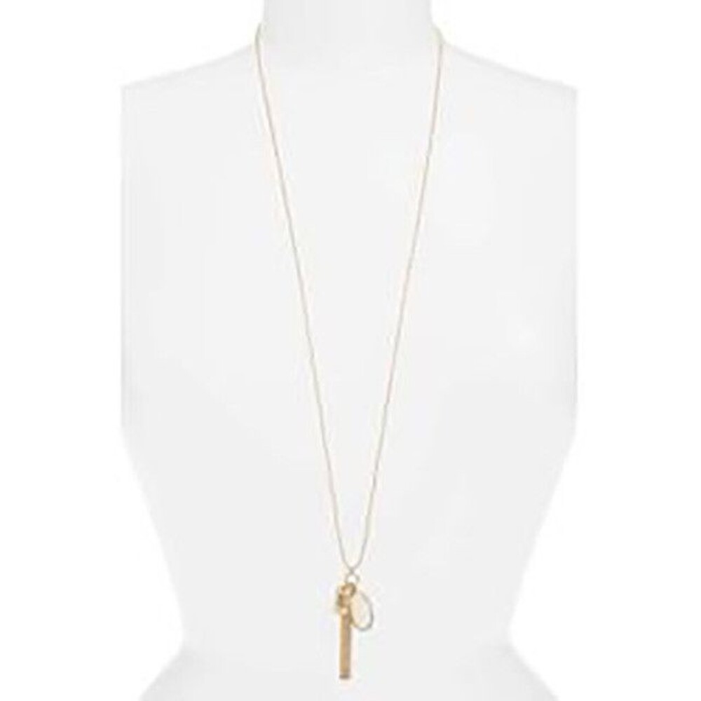 Nordstrom Treasure and Bond Metallic Initial Cluster Pendant Y Necklace 38 GOLD